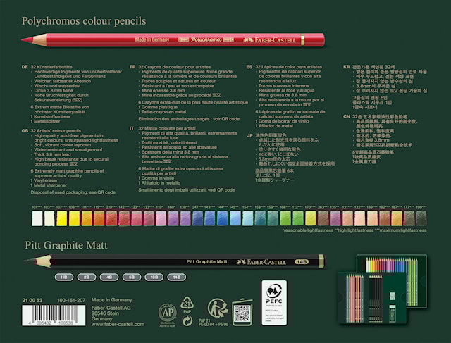 Produktbild 3 för Giftset Polychromos & Pitt Graphite Matt Small 32 delar Faber Castell