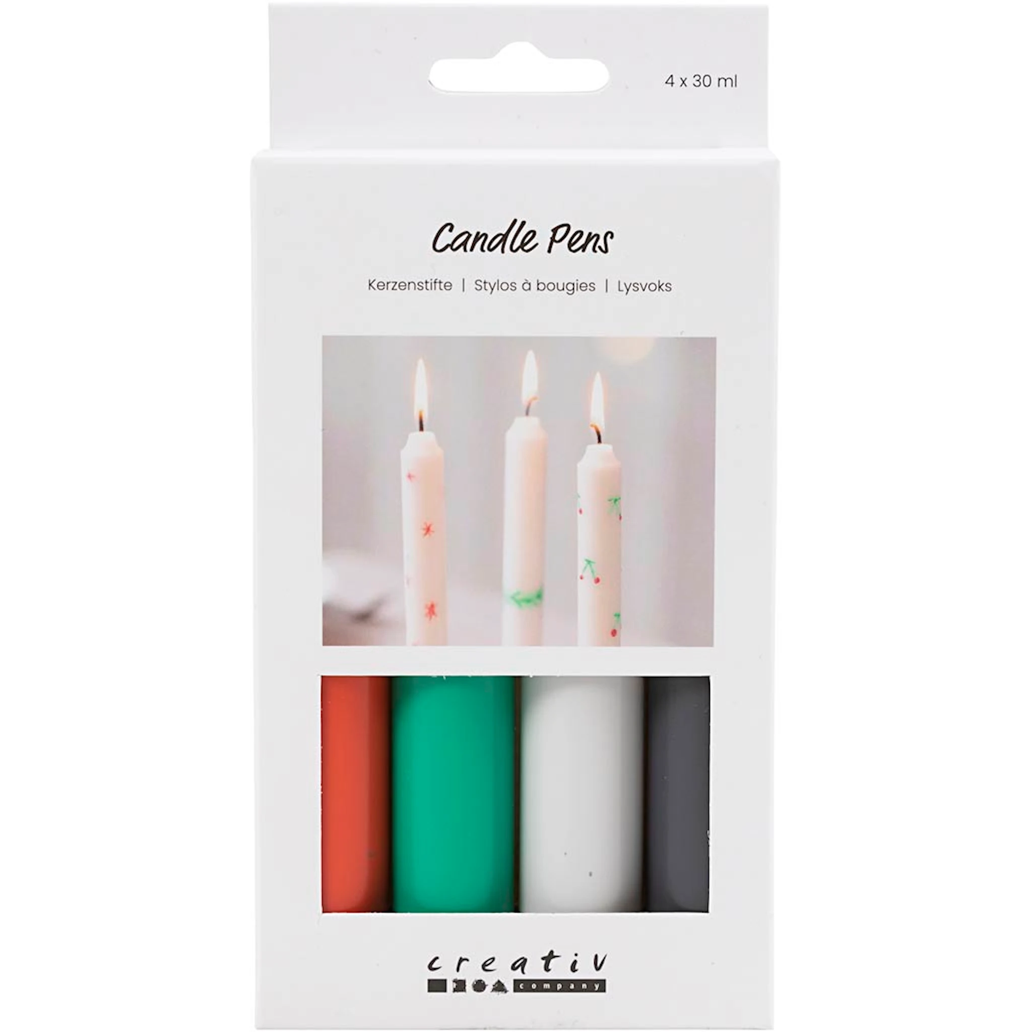 Produktbild för Ljuspennor, svart, grön, ljusgrå, röd 30 ml 4-pack