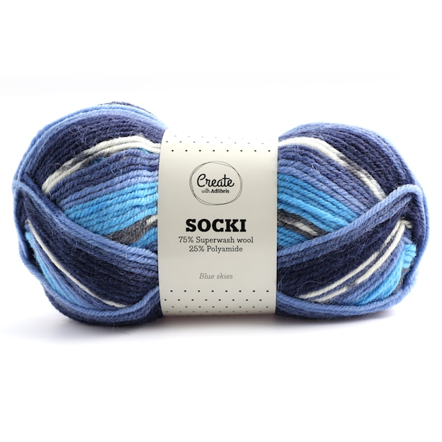Produktbild 1 för Socki Garn Ullmix 100 g Blue Skies B012 Adlibris
