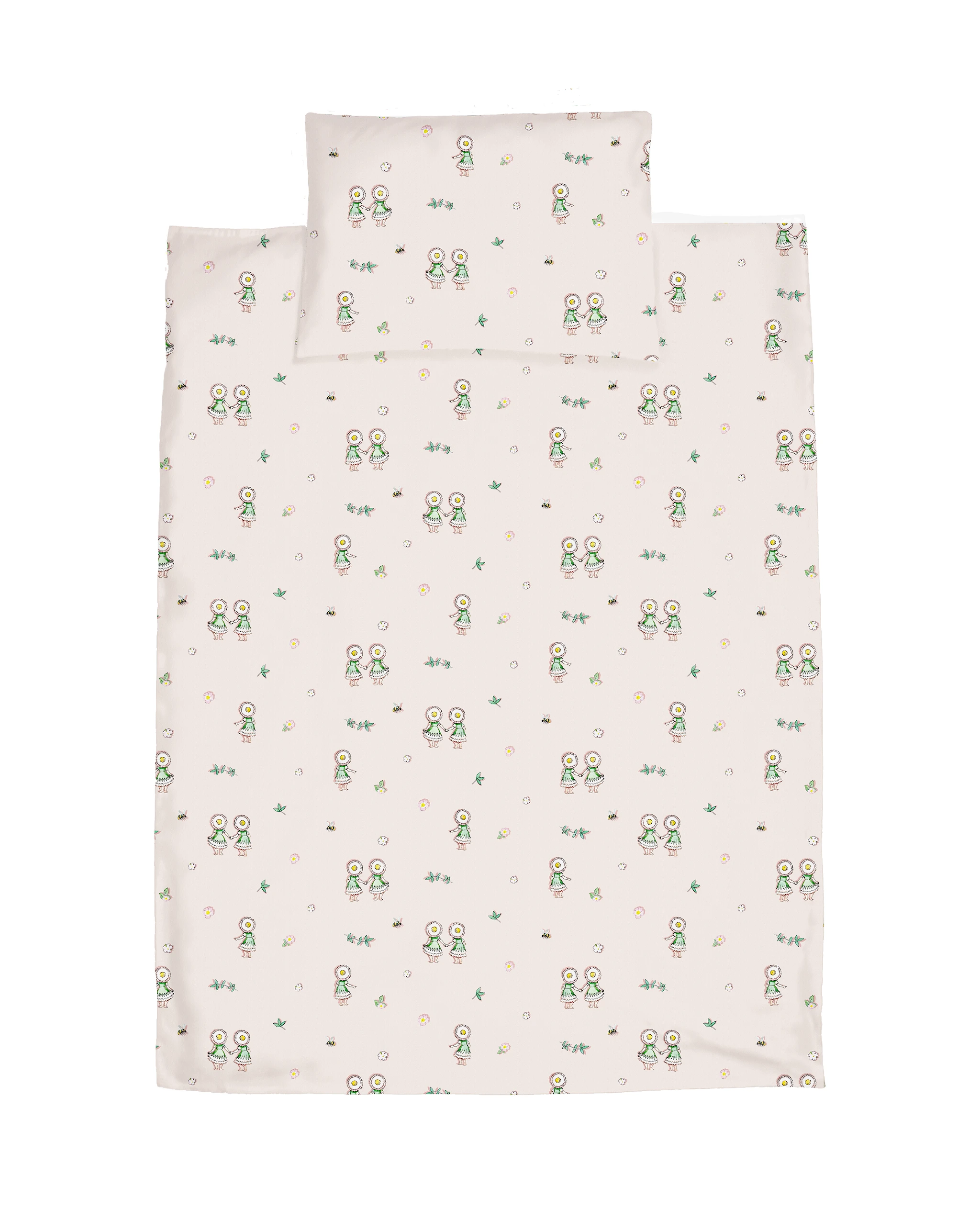 Produktbilde for Elsa Beskow Blomsterfesten Sengetøysett vogn/vugge sand Rätt Start