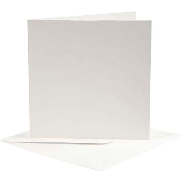 Produktbilde 1 for Brevkort, kort str. 12,5x12,5 cm, konvolutt str. 13,5x13,5 cm, råhvit, 10 sett/ 1 pk.