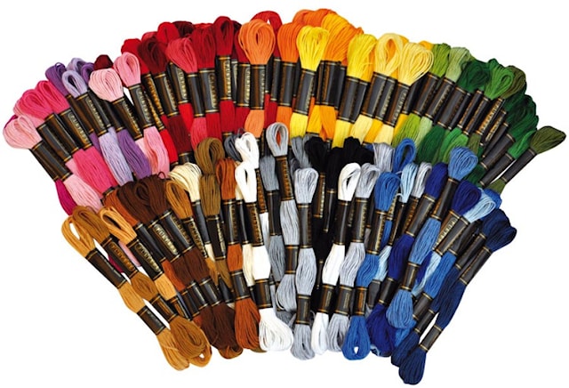 Broderigarn olika färger 100% bomull 8 m 100-pack Playbox