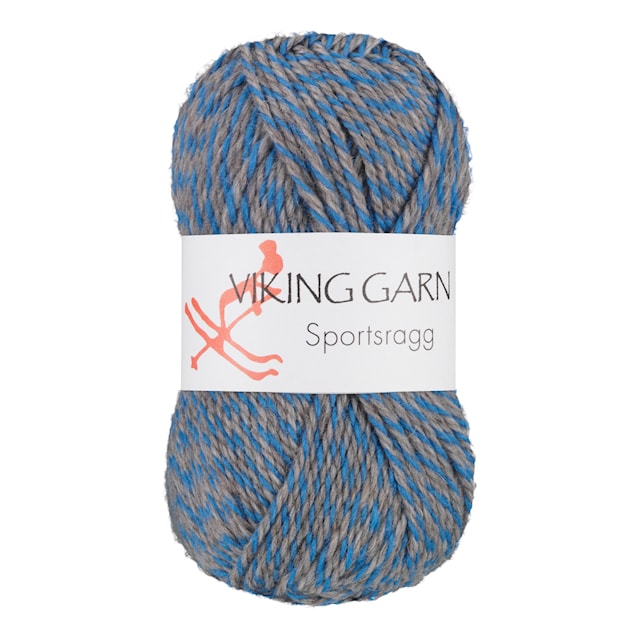 Sportsragg 50 g harmaa/sininen Viking Garn