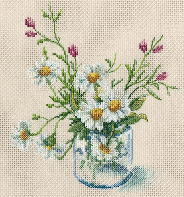 Broderingssett sommerbukett 15,5x17,5 cm RTO