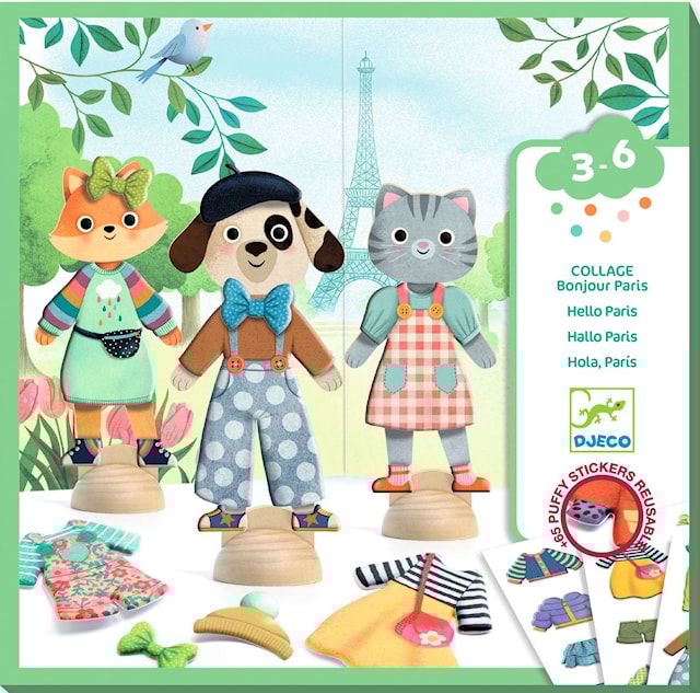 Produktbild 1 för Klippdockor Hello Paris med avtagbara klistermärken Djeco
