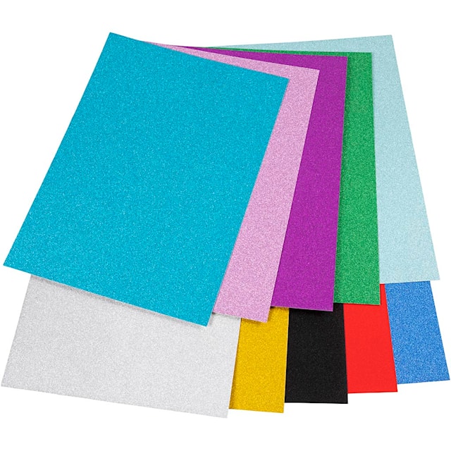Produktbild 1 för Glitterkartong A4 mixade färger 10 ark