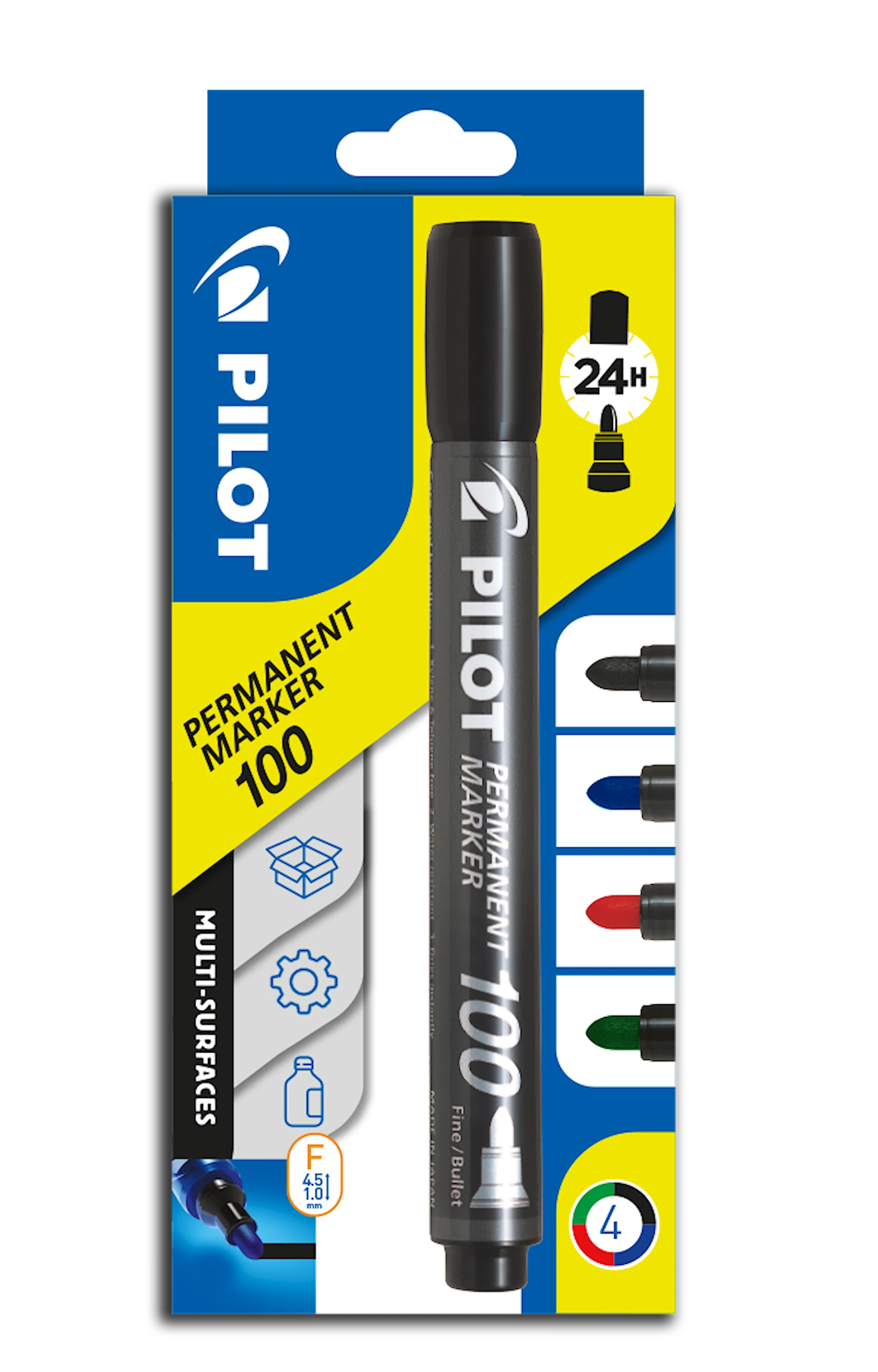 Produktbild för Märkpenna Permanent Marker 100 4 färger, Pilot
