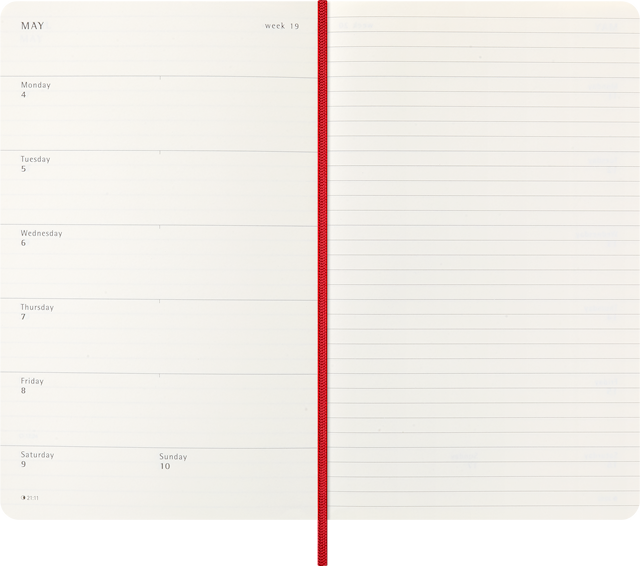 Produktbild 4 för Kalender 2026 Classic Soft 12M Week Note Large Röd Moleskine