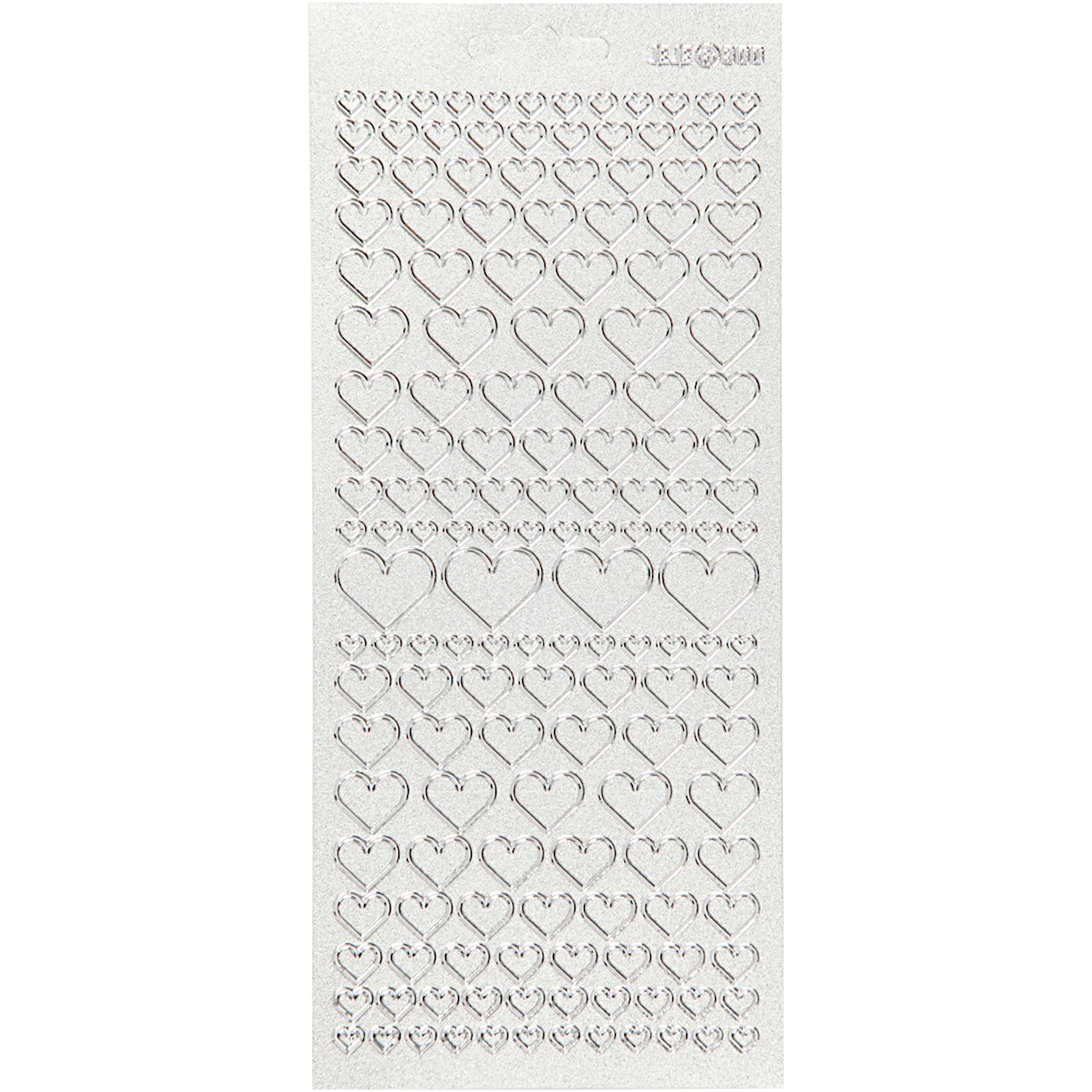 Tuotekuva ille Ääriviivatarra, Sydämet, arkki 10x23 cm, hopea, 1 ark