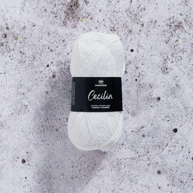 Cecilia Garn Lin- og bomullsmix 50 g hvit 04 Svarta Fåret