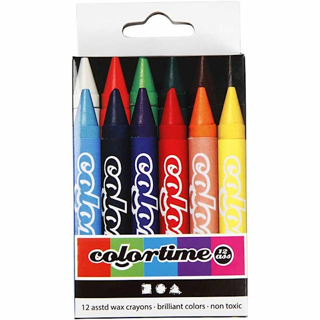 Produktbilde 4 for Colortime Fargekritt, L: 10 cm, tykkelse 11 mm, ass. farger, 12 stk./ 1 pk.