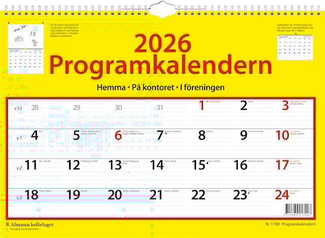 Produktbild 1 för Väggkalender Programkalendern 2026 Almanacksförlaget