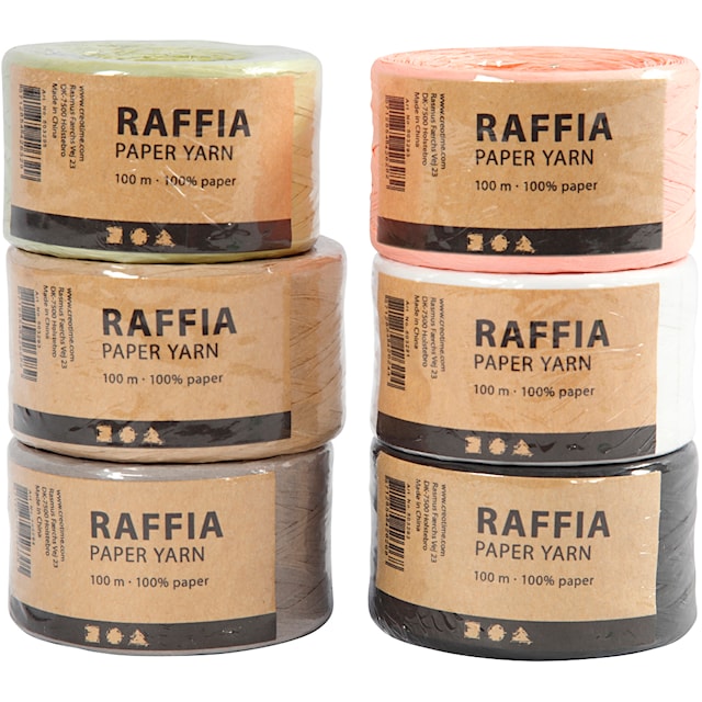 Produktbilde 5 for Raffia Papirgarn, B: 7-8 mm, ass. farger, 6x100 m/ 1 pk.