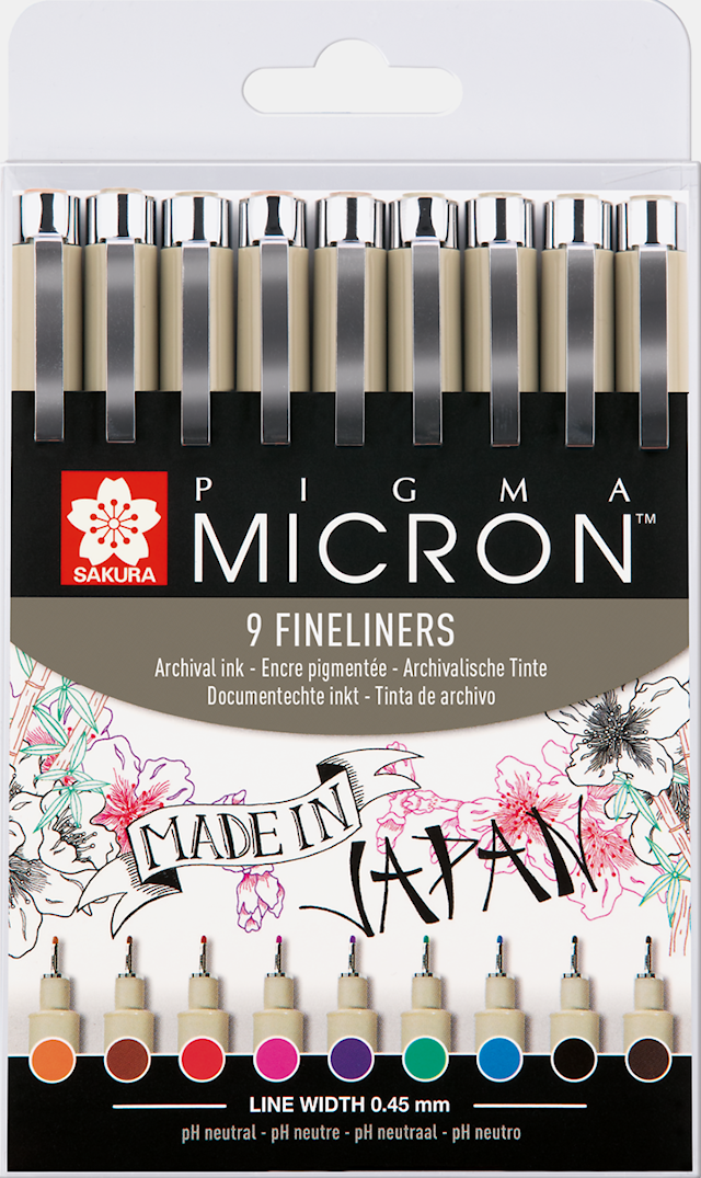 Produktbilde 1 for Sakura Pigma Micron 05 Lommebok 9 farger