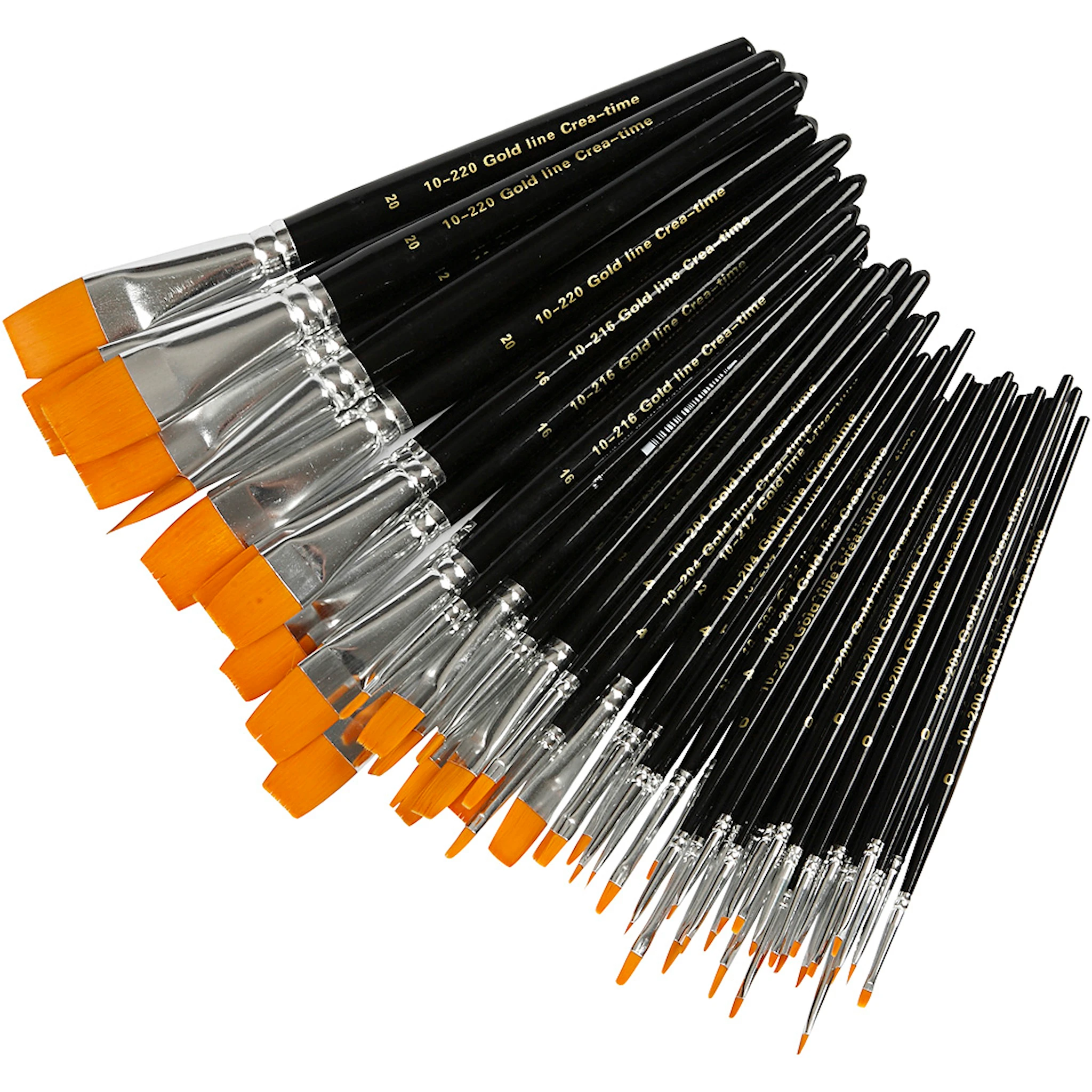 Produktbilde for Gold Line pensler, nr. 0+2+4+8+12+16+20, L: 17-21 cm, B: 2-22 mm, flat, 30 stk./ 1 pk.