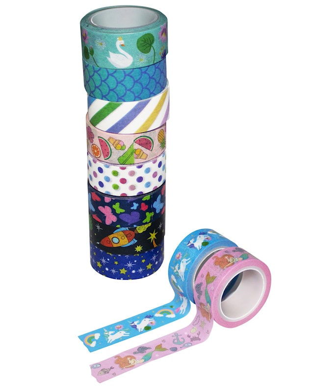 Produktbilde 1 for Washi-teip 10-pakning i ulike farger og mønstre Sense
