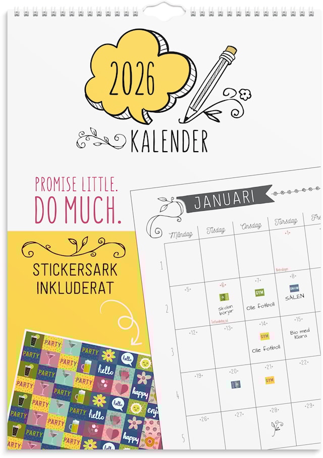 Produktbild 1 för Väggkalender 2026 A3 Doodle Burde