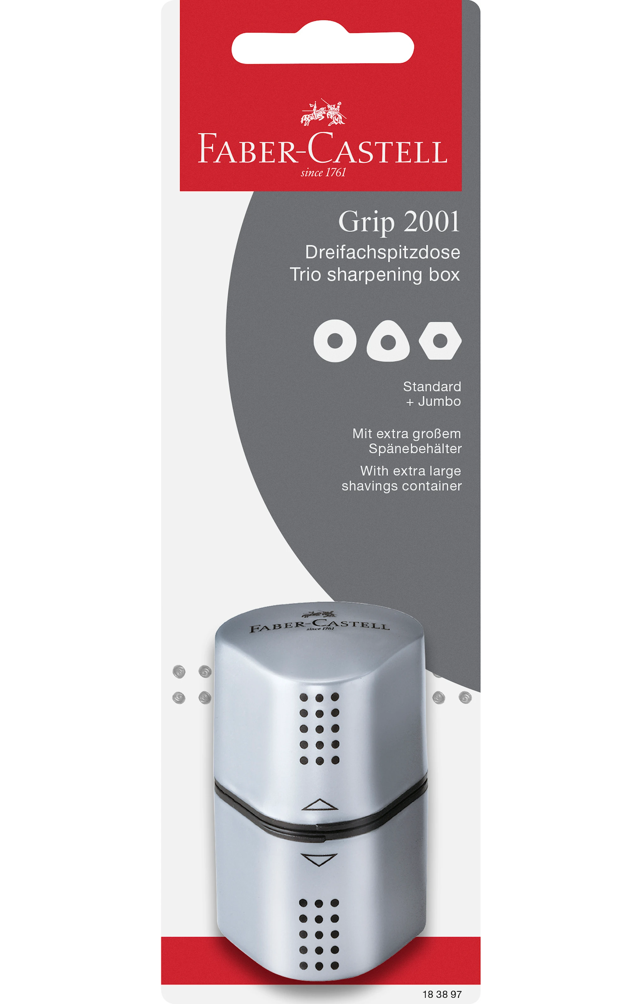 Produktbilde for Blyantspisser Grip Trio Sølv, Faber-Castell
