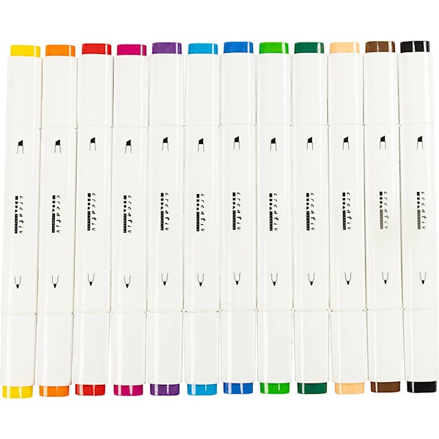 Tuotekuva 1 - Fine line -tussi, paksuus 1+8 mm, perusvärilajitelma, 12 kpl/ 1 pkt