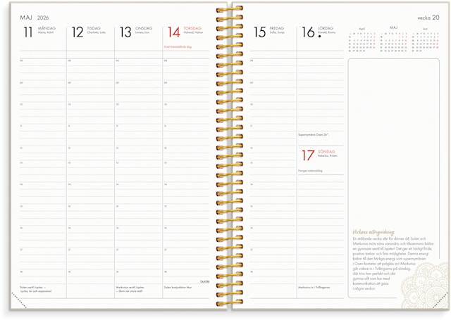 Tuotekuva 2 - Kalender 2026 A5 Astrologikalendern Beige Burde