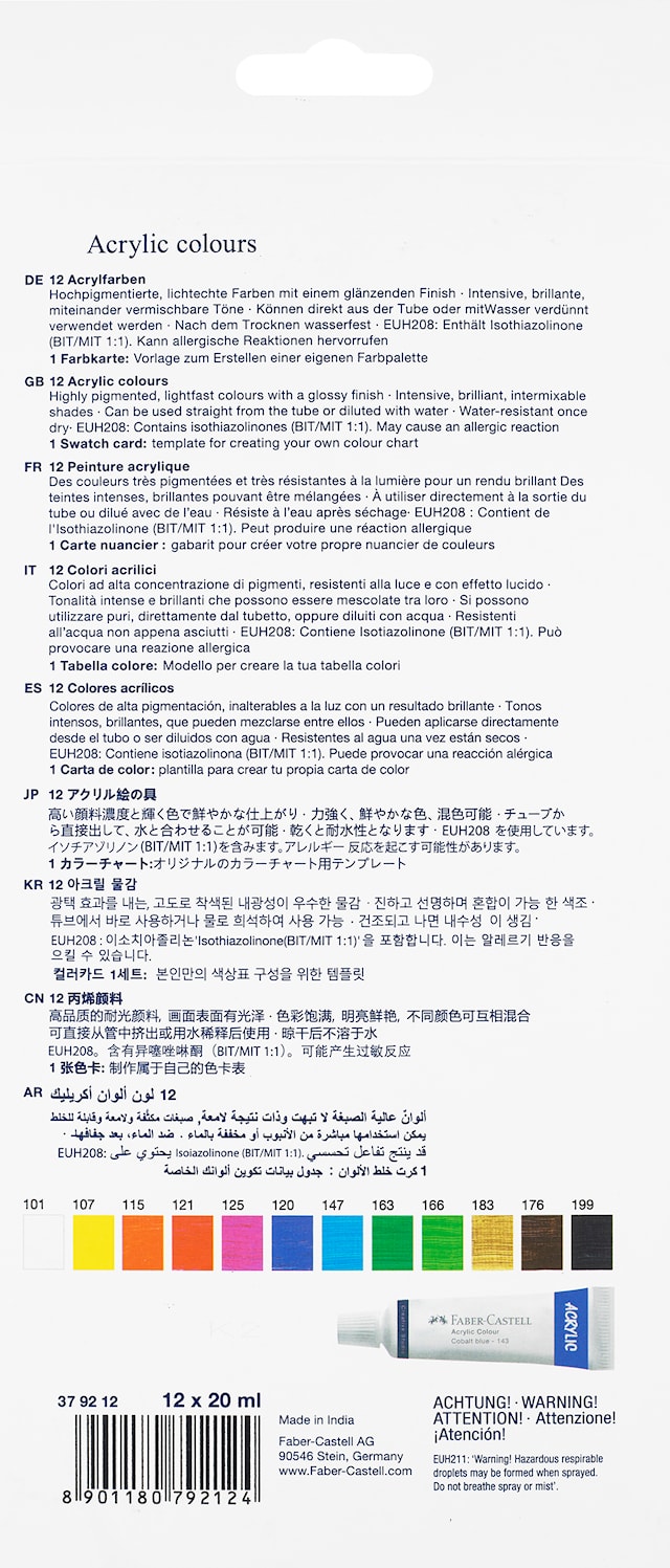 Produktbilde 2 for Akrylmaling i tube 20 ml 12-pack Faber Castell