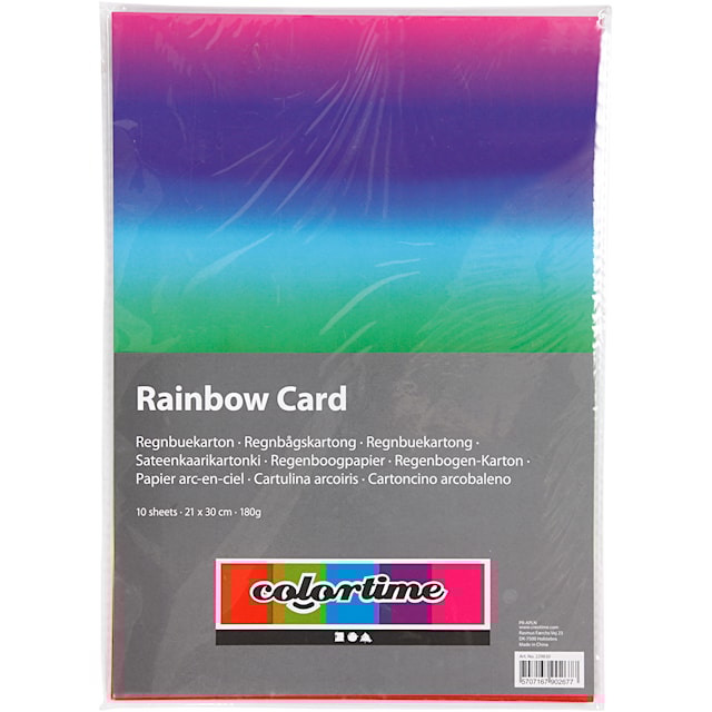 Produktbilde 3 for Regnbuekartong, A4, 210x297 mm, 180 g, 10 ark/ 1 pk.