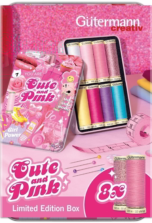 Trådset Cute & Pink 100 m 8 rullar Güterman
