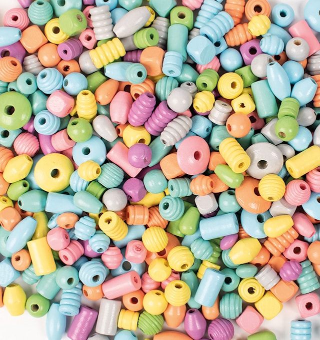 Träpärlor Pastell 250 g Playbox