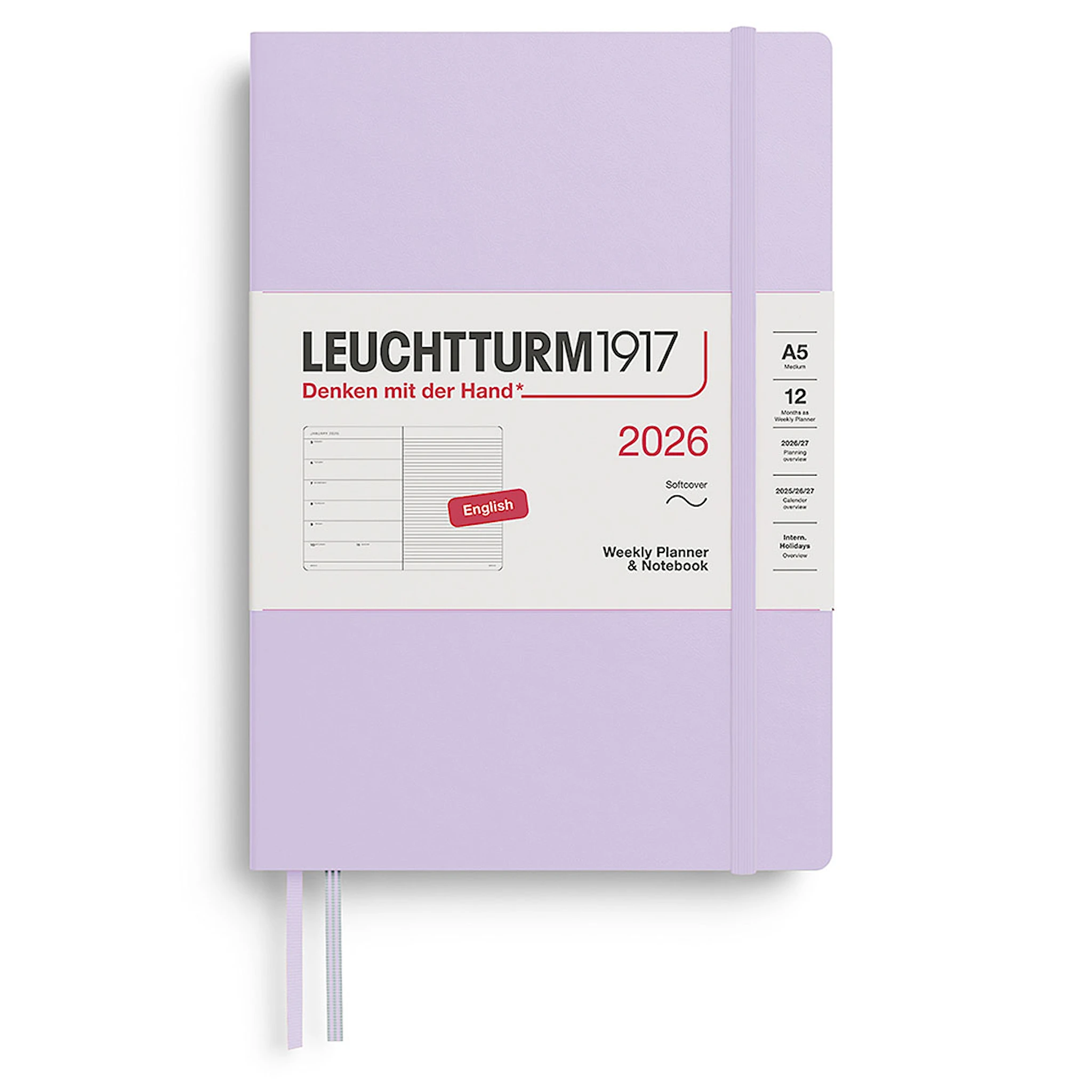 Tuotekuva ille Weekly Planner & Notebook 2026 A5 Soft Lilac Leuchtturm1917