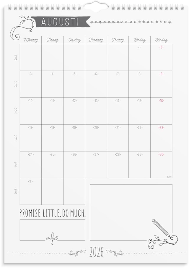 Produktbild 2 för Väggkalender 2026 A3 Doodle Burde