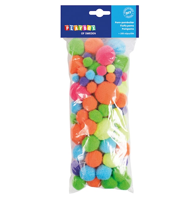 Produktbild 1 för Pompoms Neon 100-pack Playbox