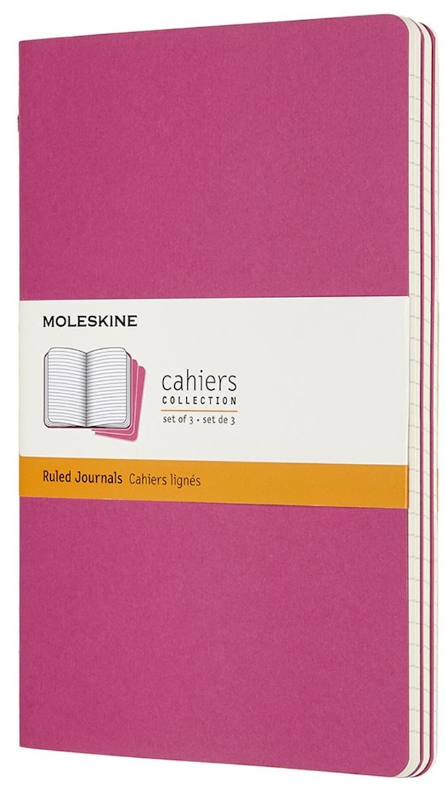 Produktbild 1 för Anteckningsbok Cahiers Collection Linjerad Large Rosa 3-Pack Moleskine