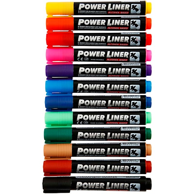 Produktbilde 1 for Power Liner, strek 1,5-3 mm, ass. farger, 12 stk./ 1 pk.
