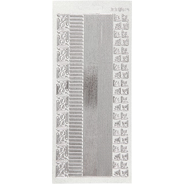 Stickers, sølv, border, 10x23 cm, 1 ark