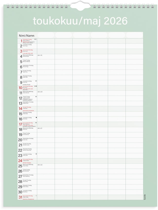 Produktbild 2 för Perhekalenteri 2026 Kätevä 295x390 mm Burde