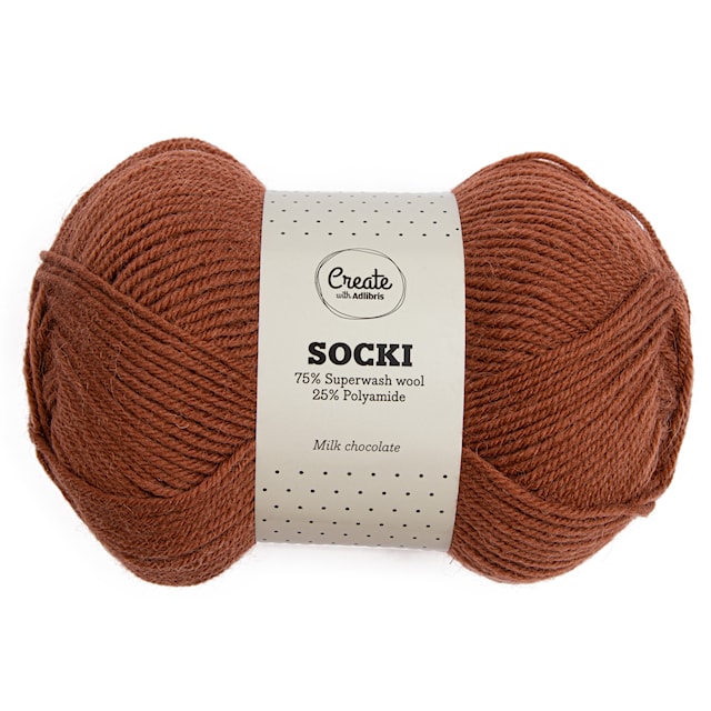 Socki Lanka Yksivärinen Villasekoitus 100 g Milk Chocolate A051 Adlibris