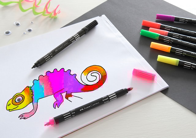 Tuotekuva 2 - Huopakynä kaksipäinen Neon 10-pack Faber Castell