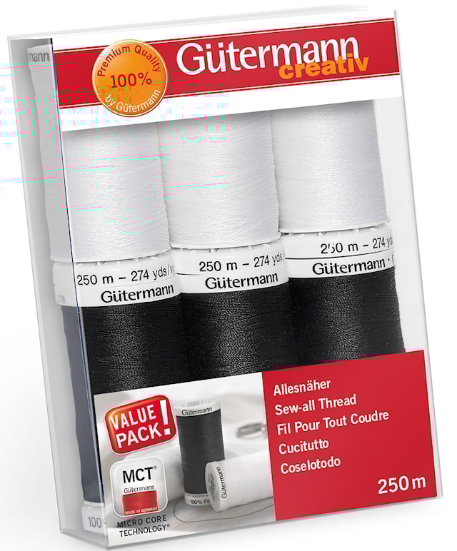 Trådset Alla Tygers Tråd 250 m Basfärger 6 rullar nr 1 Güterman