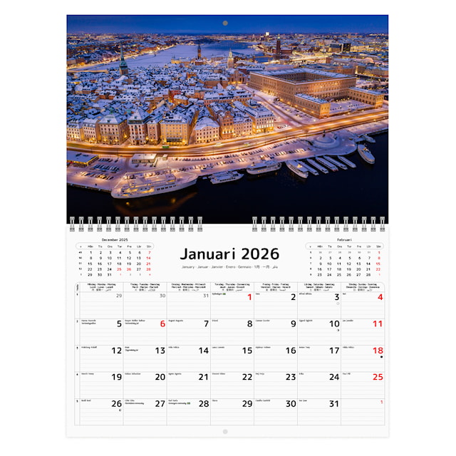 Produktbild 2 för Väggkalender Stockholm 2026