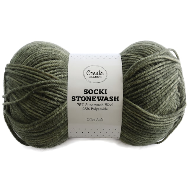 Tuotekuva 1 - Socki Stonewash 100 g Olive Jade B121 Adlibris