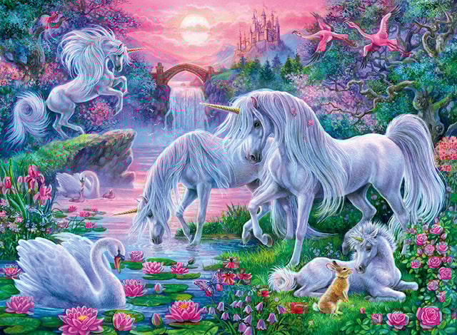Tuotekuva 3 - Unicorns in the Sunset Glow, Palapeli, 150 palaa, Ravensburger
