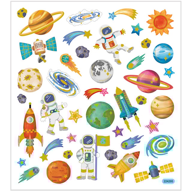 Produktbilde 1 for Klistremerker, verdensrommet, ark 15x16,5 cm, ca. 41 stk., 1 ark