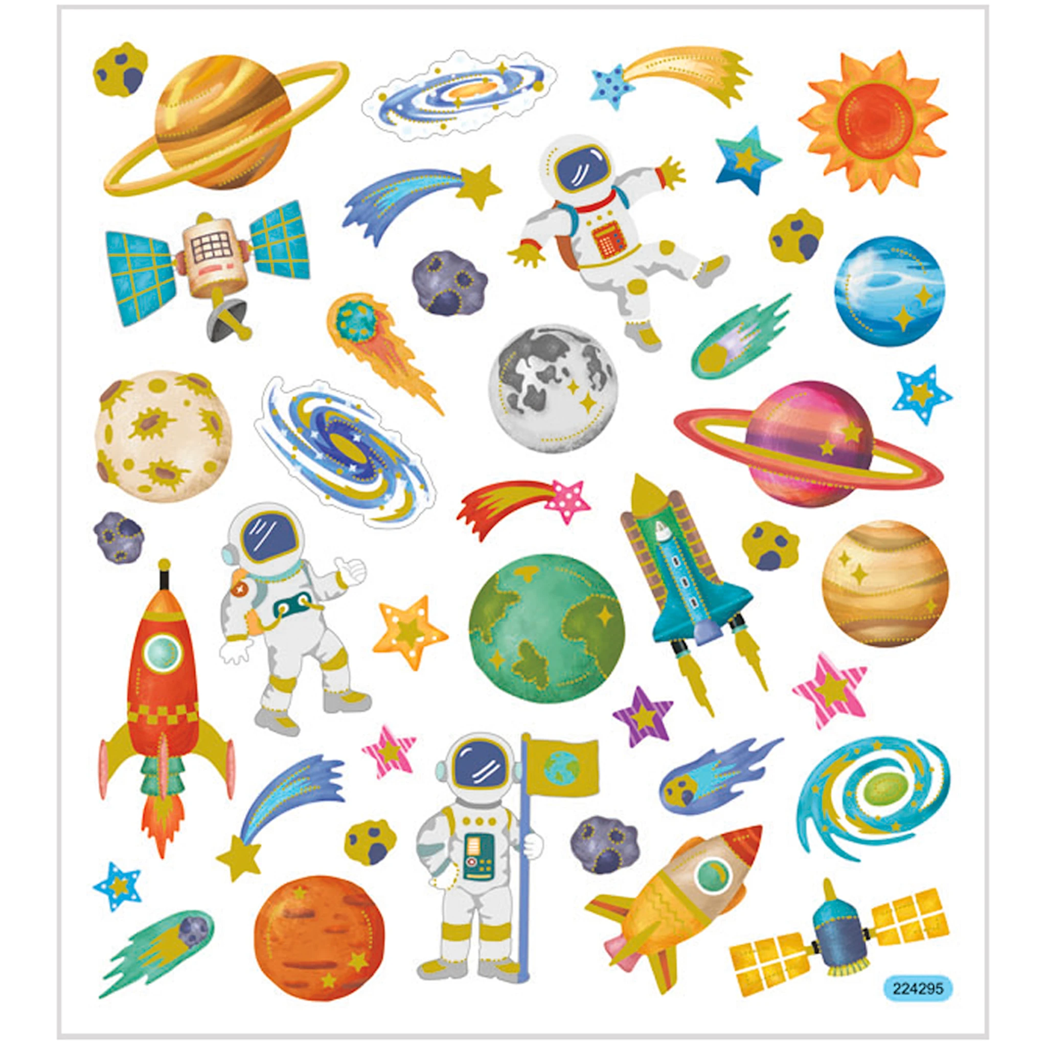 Tuotekuva ille Tarrat, avaruus, arkki 15x16,5 cm, ca. 41 kpl, 1 ark