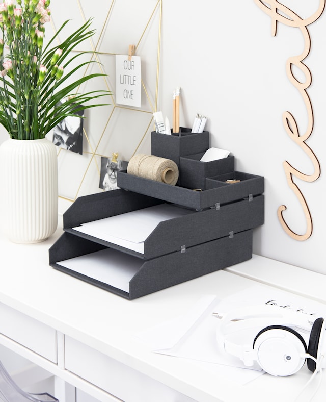 Produktbild 4 för Brevkorg Stapelbar Black 2-pack Bigso Box of Sweden