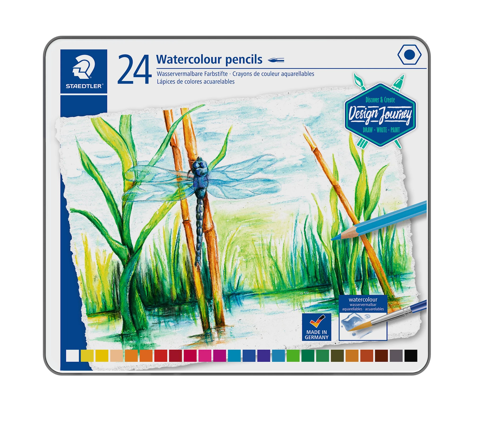 Tuotekuva ille Staedtler Design Journey Akvarellikynät metallikotelossa, 24 kpl