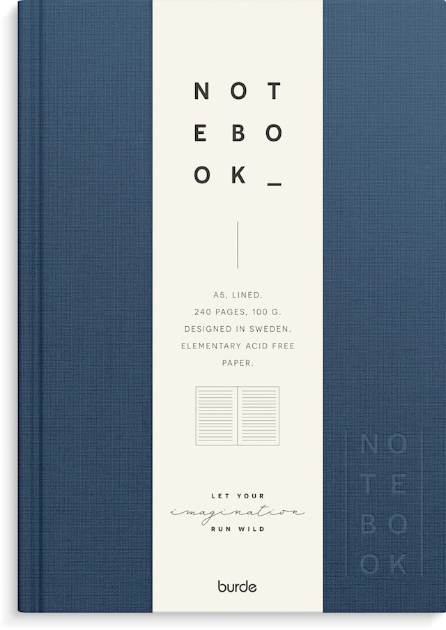 Tuotekuva 1 - Muistikirja A5 Tummansininen tekstiili, Viivattu, Burde