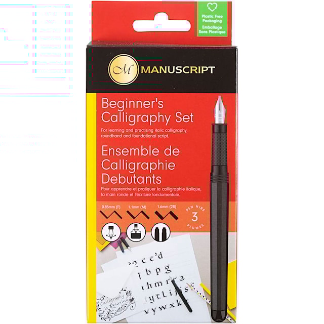 Produktbild 2 för Kalligrafipennor, Nybörjarset, B: 0,85-1,6 mm, svart, 1 set