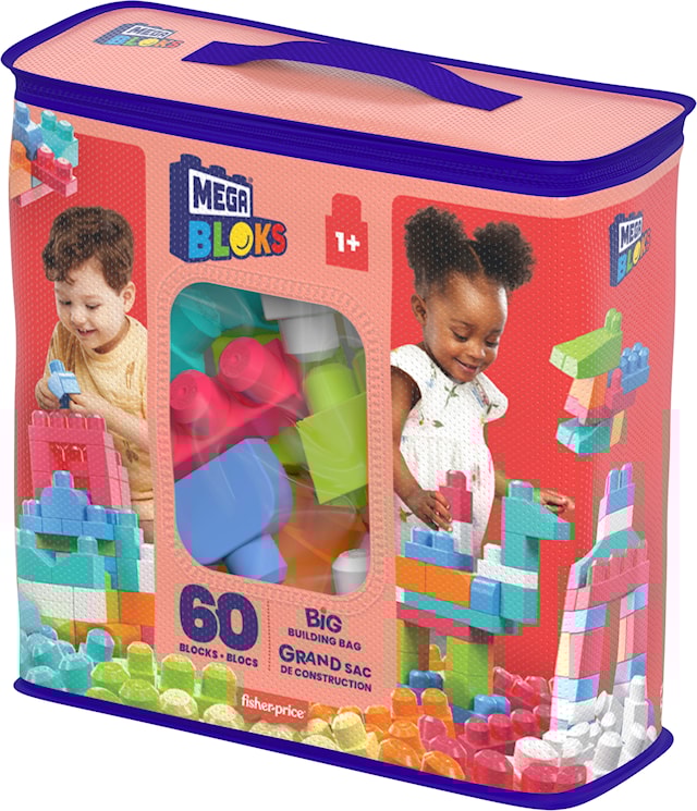 Produktbild 1 för Mega Bloks Byggklossar 60 Stycken Rosa Väska