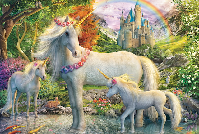 Produktbilde 2 for Puslespill Enhjørningshoppe med 2 føll 200 brikker Schmidt