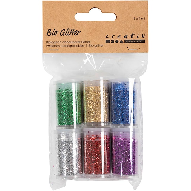 Produktbild 2 för Glitter Mixade färger Biologiskt nedbrytbart 7ml 6-pack